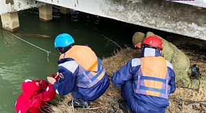 СПАСАТЕЛИ ДОСТАЛИ ИЗ ВОДЫ УТОНУВШУЮ В РЕКЕ МАШИНУ